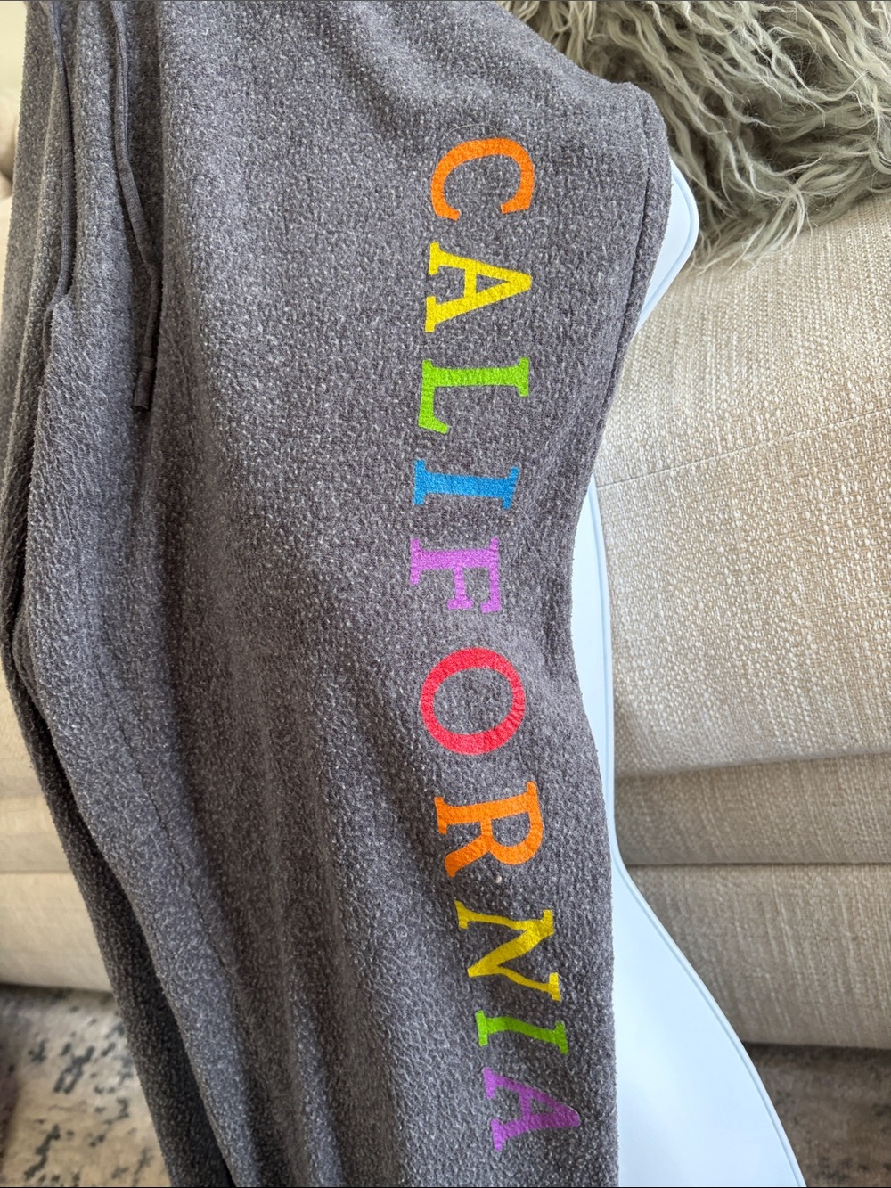 Chaser Gray Track Pants with Multicolor CALIFORNIA Lettering
